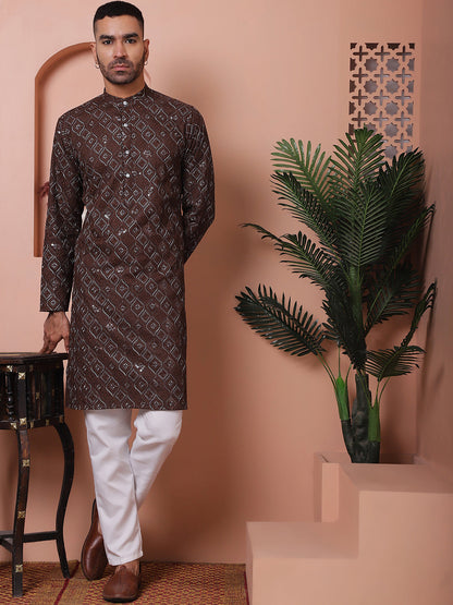 Men'S Sequins And Embroidered Kurtas.