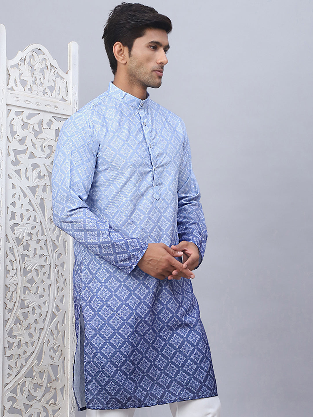 Men'S Ombre Pure Cotton Straight Kurta