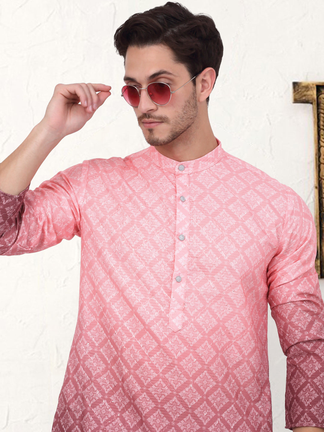 Men'S Ombre Pure Cotton Straight Kurta