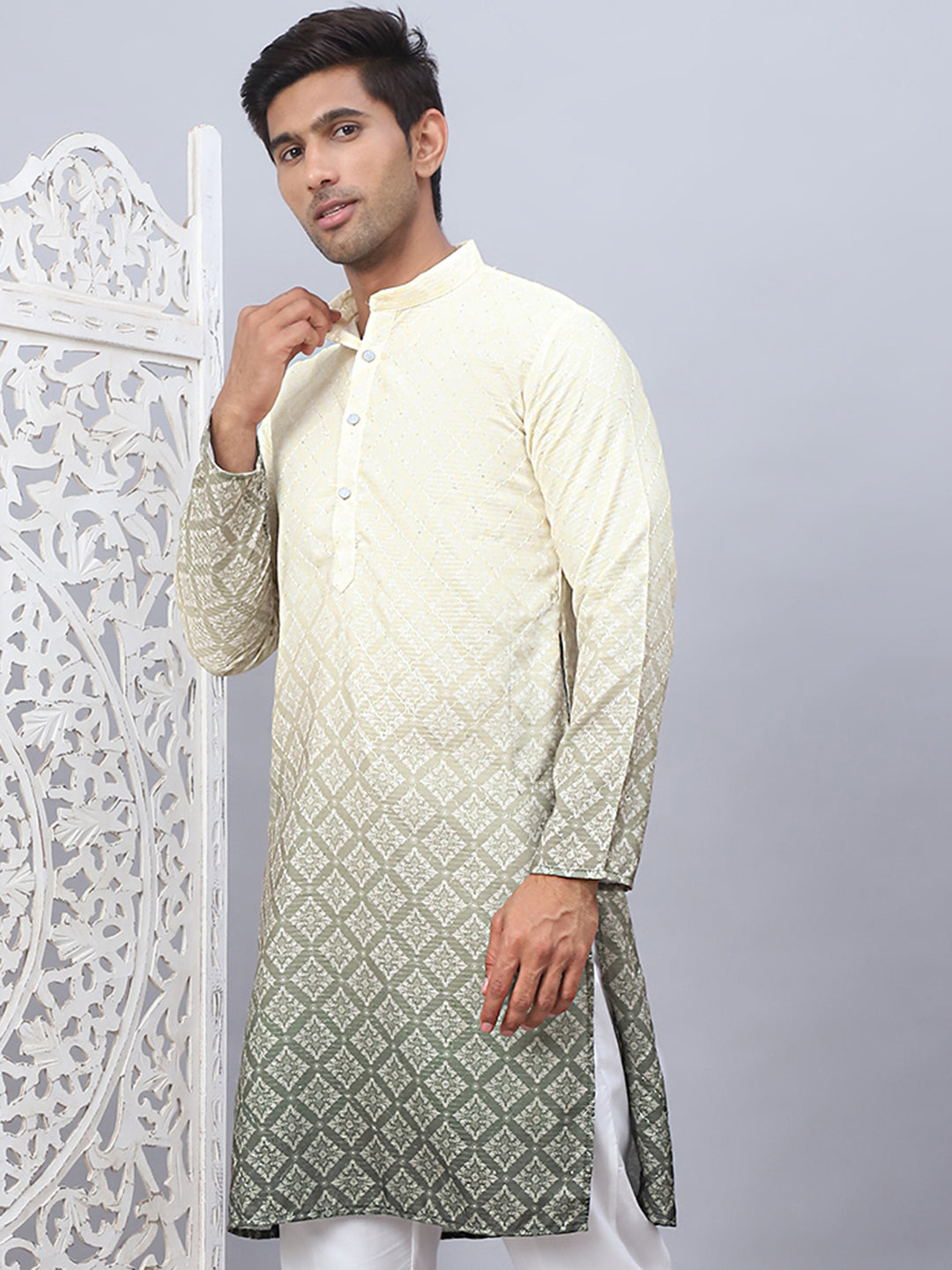 Men'S Ombre Pure Cotton Straight Kurta