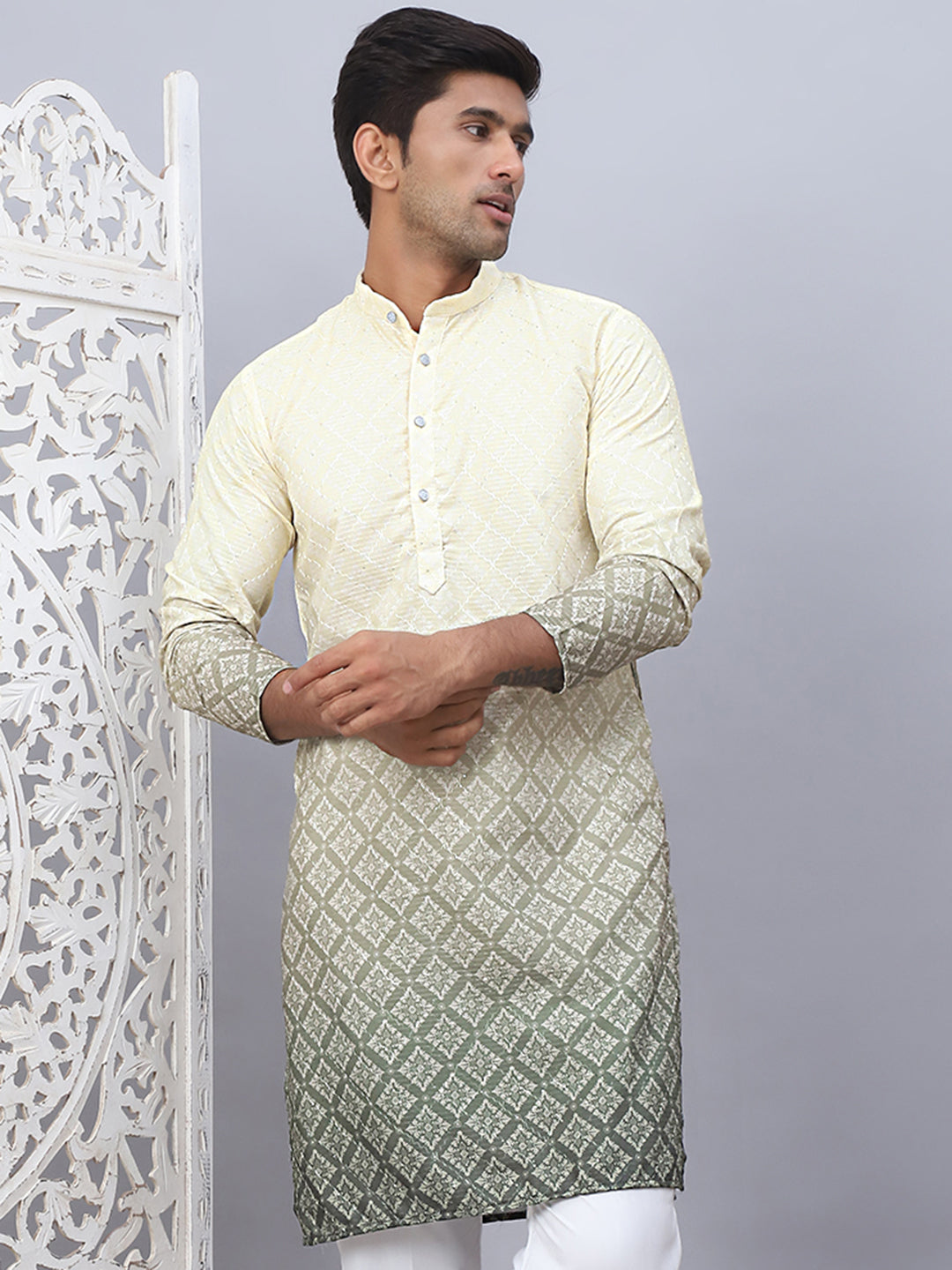 Men'S Ombre Pure Cotton Straight Kurta
