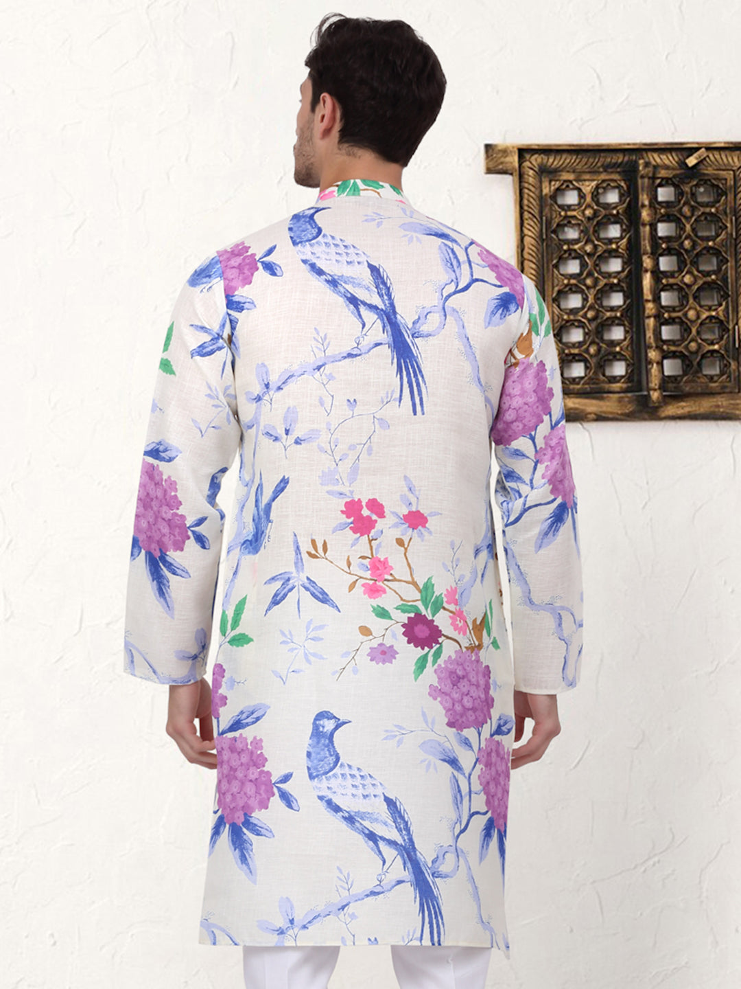 Men'S Animal Printed Pure Cotton Straight Kurtas.