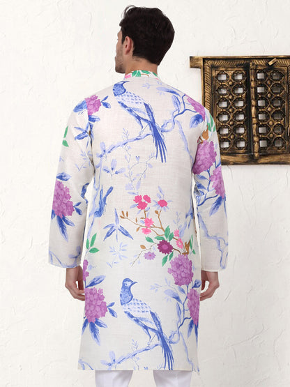 Men'S Animal Printed Pure Cotton Straight Kurtas.