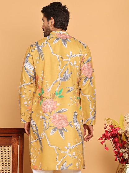 Men'S Animal Printed Pure Cotton Straight Kurtas.