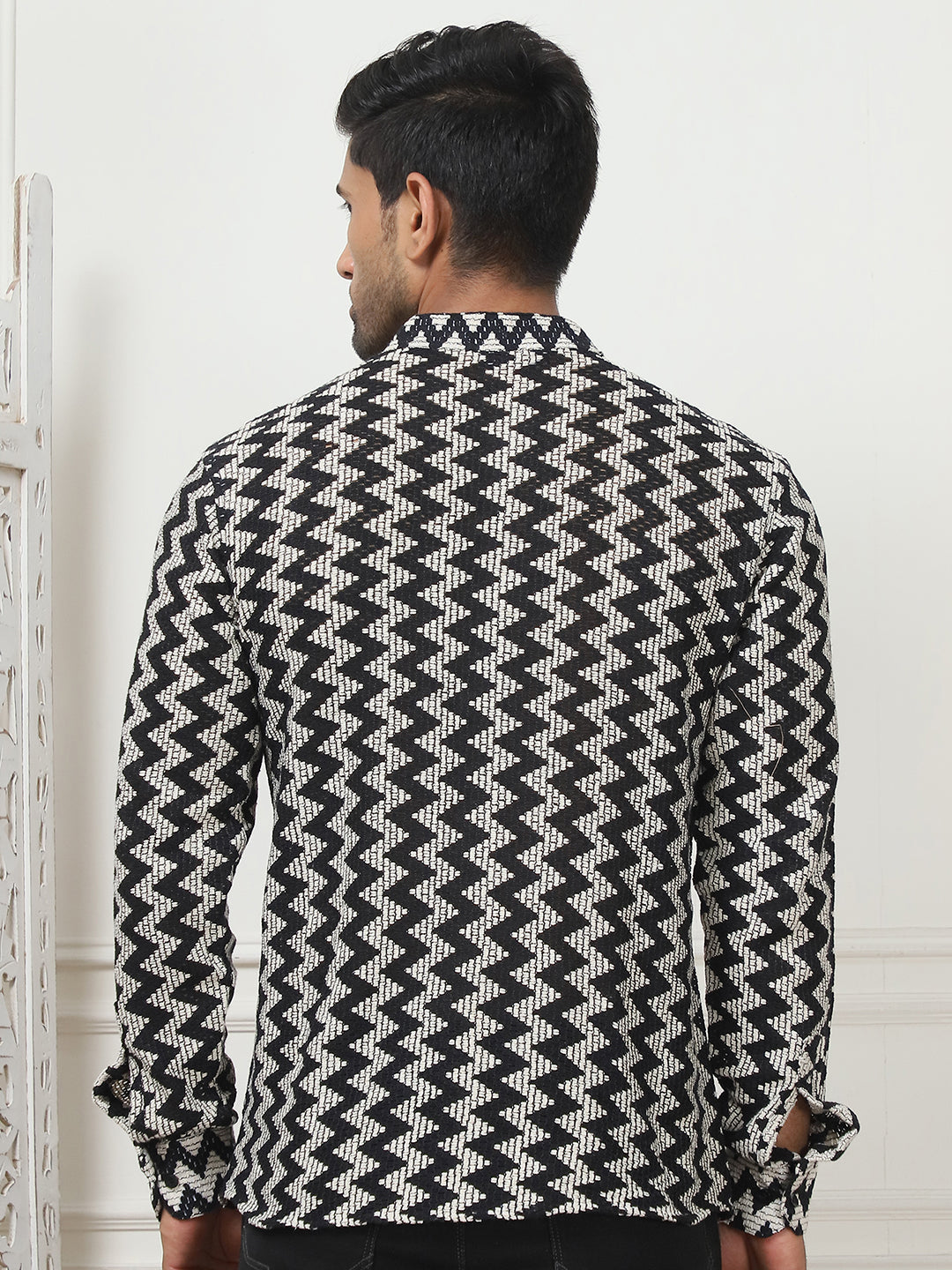 Woven Design Cotton Short Kurta For Men