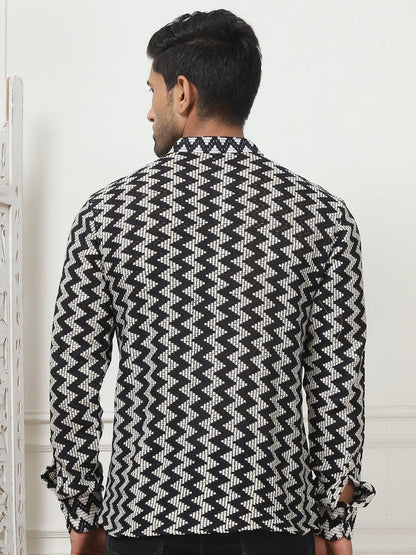 Woven Design Cotton Short Kurta For Men