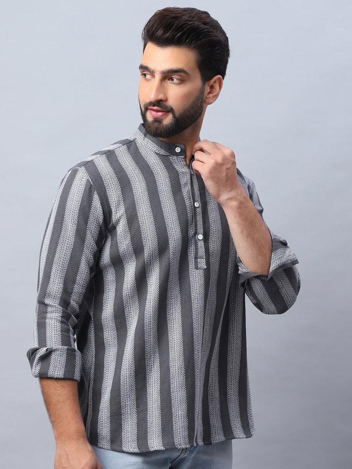 Woven Design Cotton Short Kurta For Men