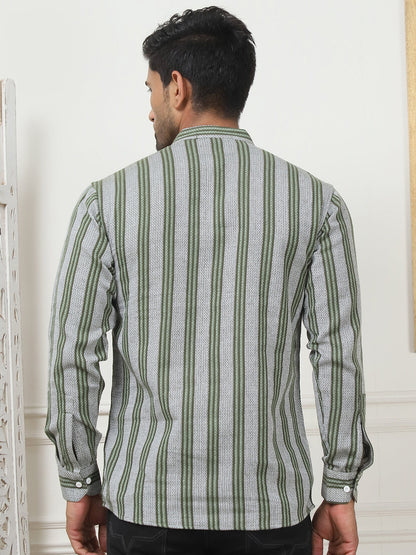 Woven Design Cotton Short Kurta For Men