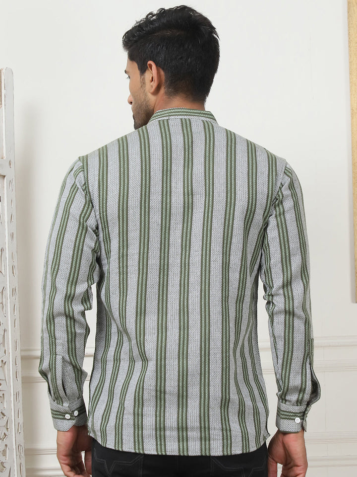 Woven Design Cotton Short Kurta For Men