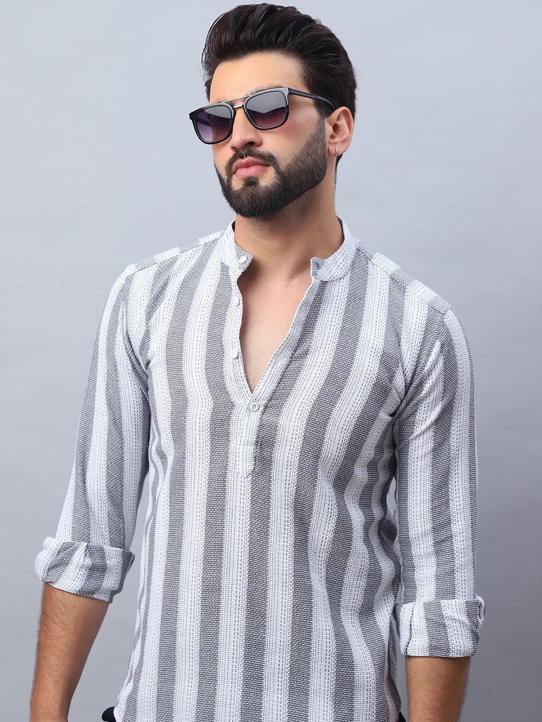 Woven Design Cotton Short Kurta For Men