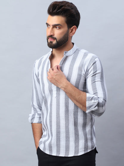 Woven Design Cotton Short Kurta For Men