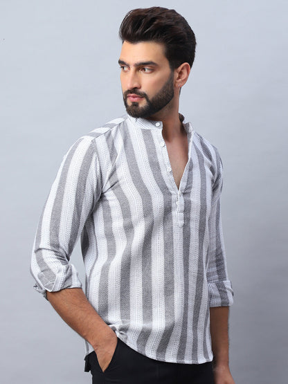 Woven Design Cotton Short Kurta For Men