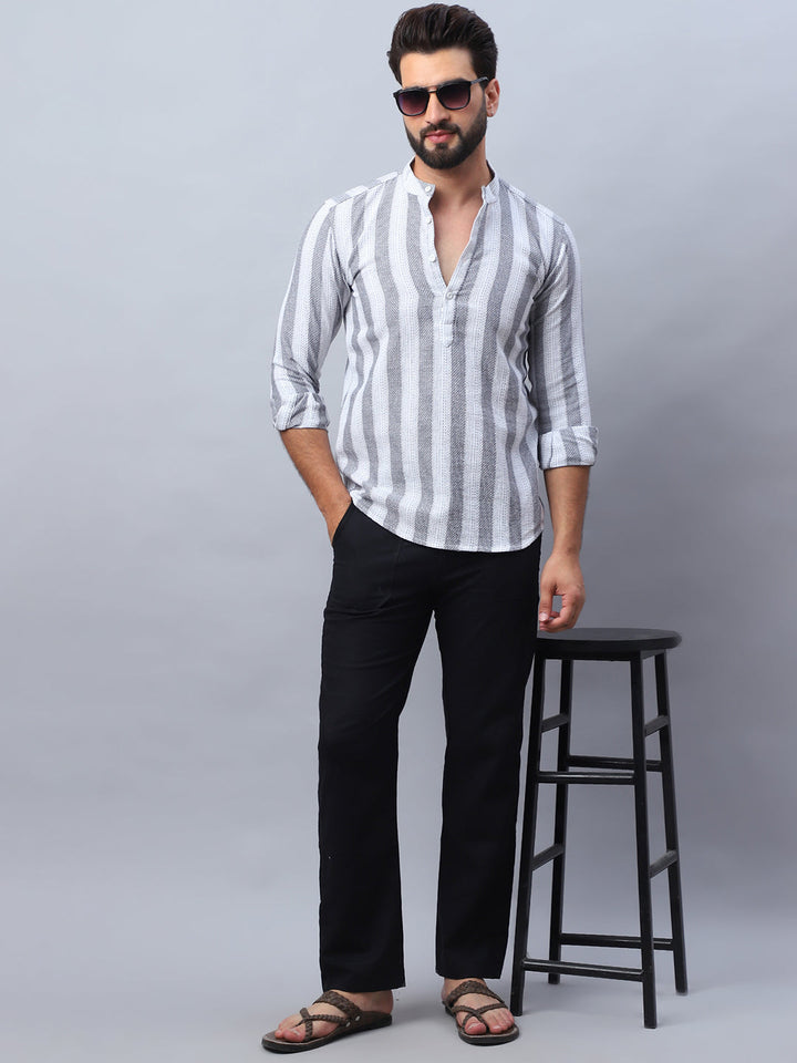 Woven Design Cotton Short Kurta For Men