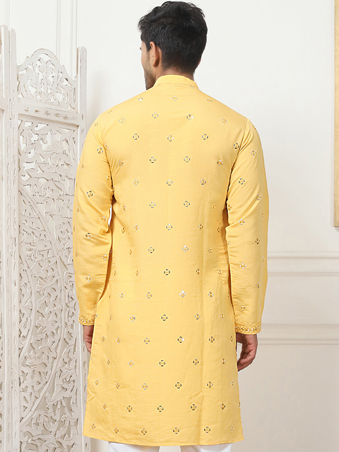 Embroidered &amp; Sequin Cotton Blend Kurtas