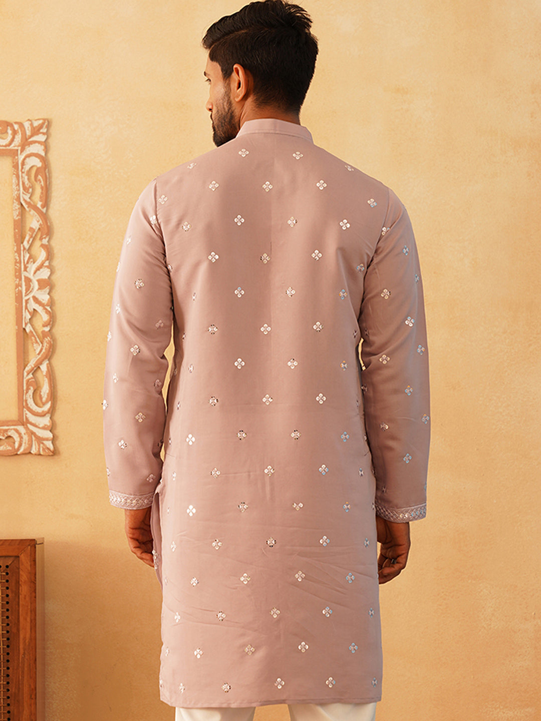 Embroidered &amp; Sequin Cotton Blend Kurtas