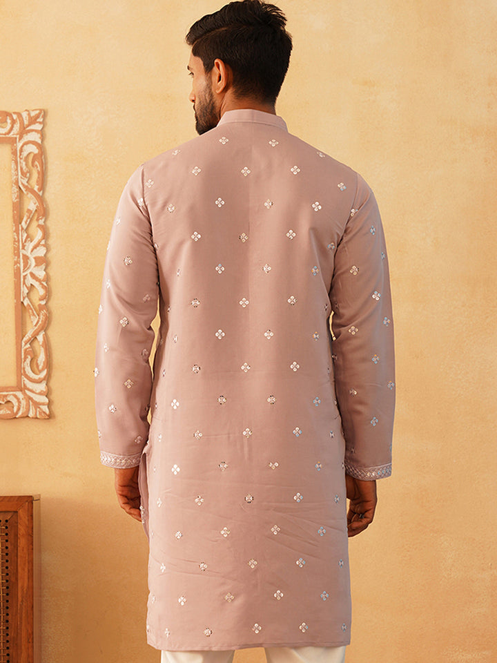 Embroidered &amp; Sequin Cotton Blend Kurtas