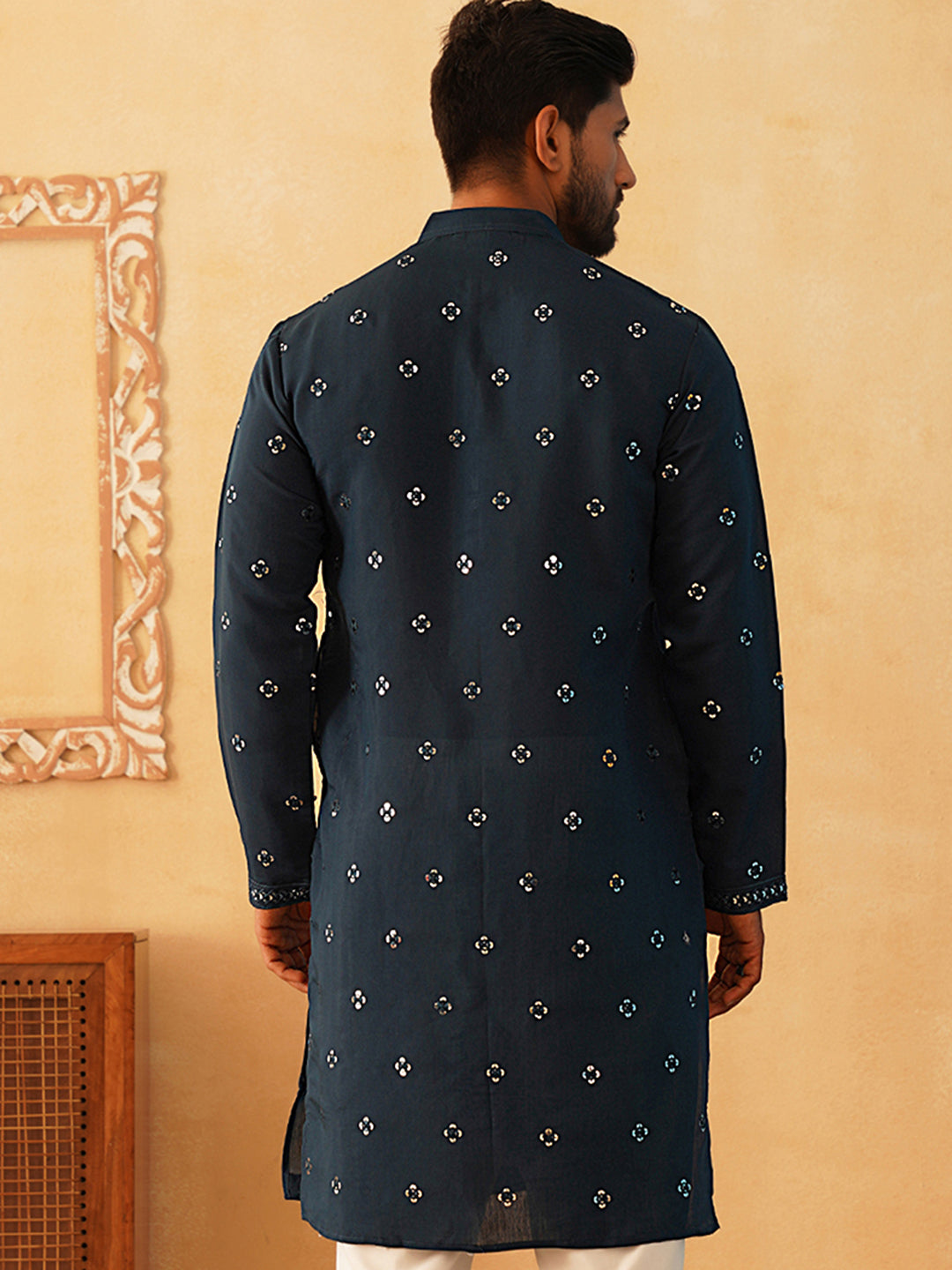 Embroidered &amp; Sequin Cotton Blend Kurtas