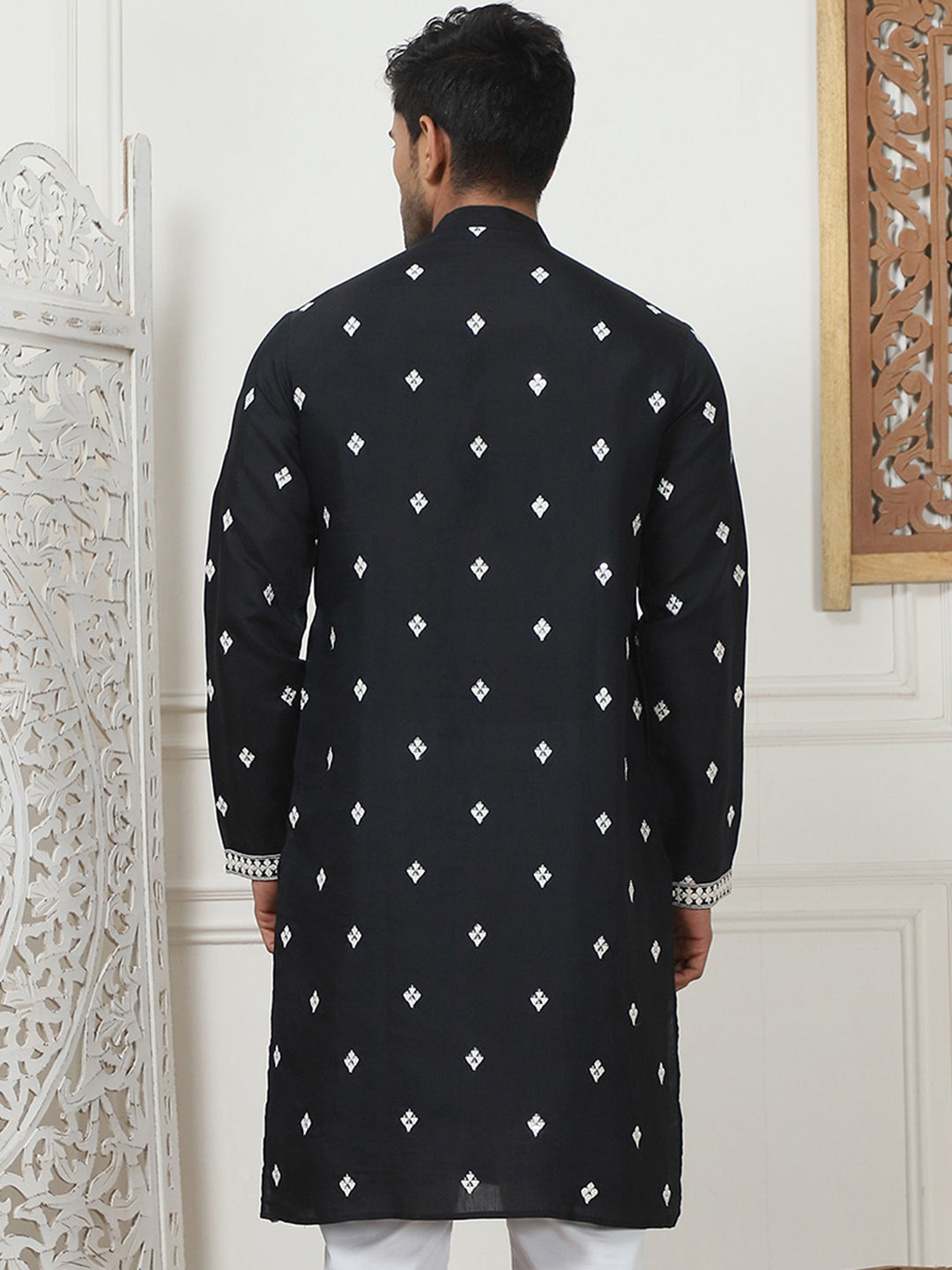 Embroidered &amp; Sequin Cotton Blend Kurtas