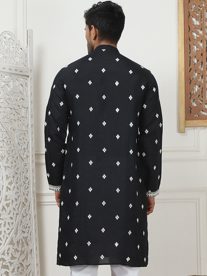 Embroidered &amp; Sequin Cotton Blend Kurtas
