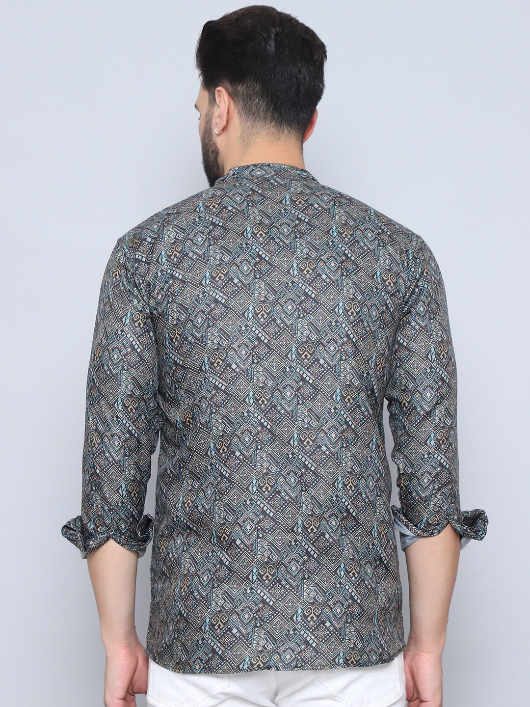 Printed Cotton Short Kurta For Men