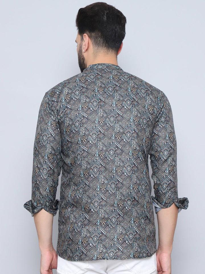 Printed Cotton Short Kurta For Men