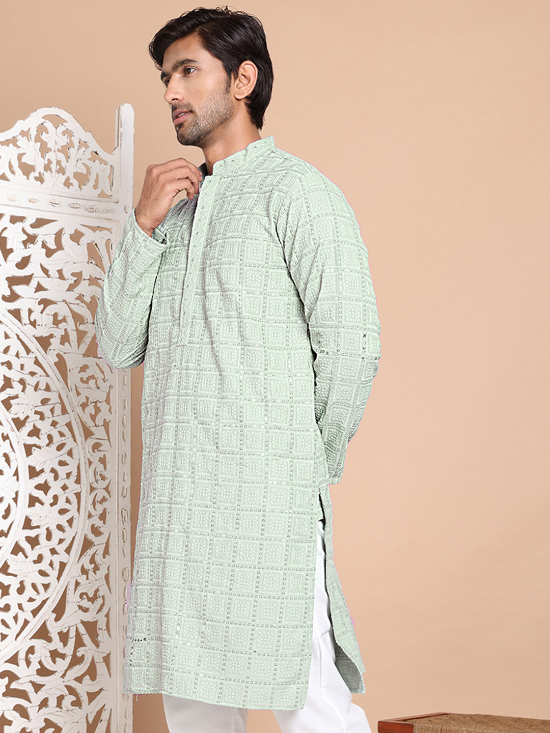 Sequin Embroidered Pure Cotton Kurtas