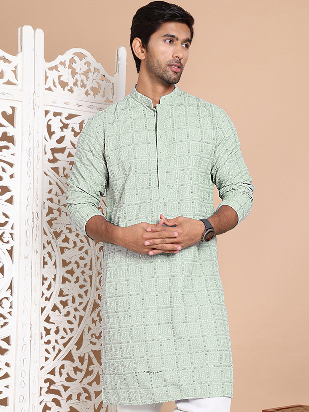 Sequin Embroidered Pure Cotton Kurtas
