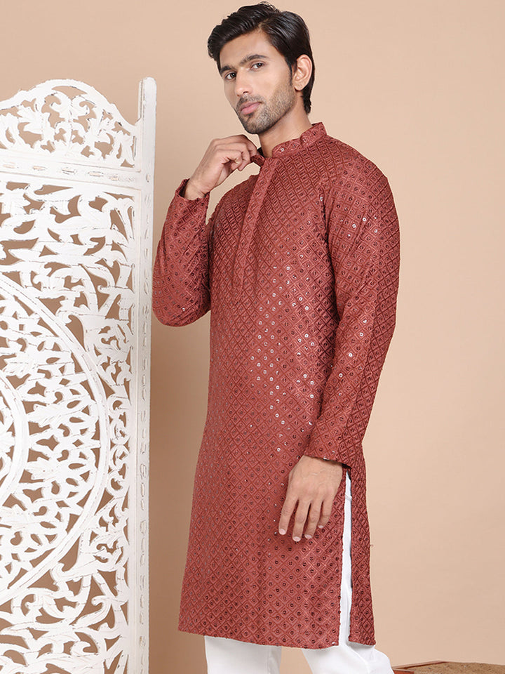Embroidered And Sequence Kurta For Men.