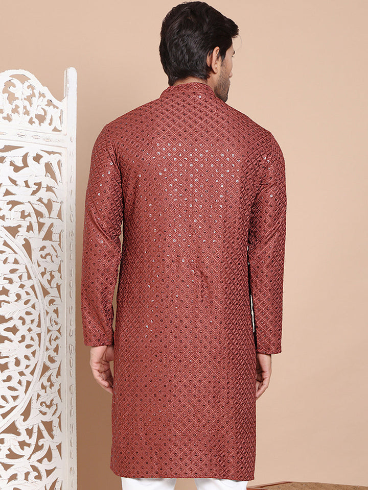 Embroidered And Sequence Kurta For Men.
