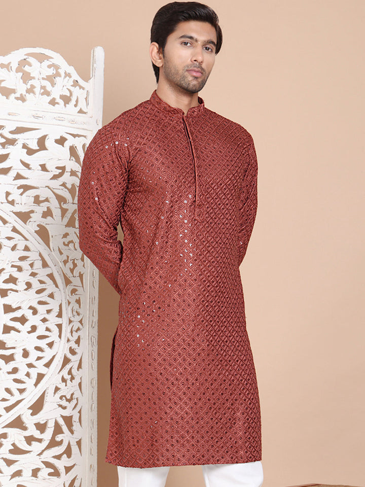 Embroidered And Sequence Kurta For Men.
