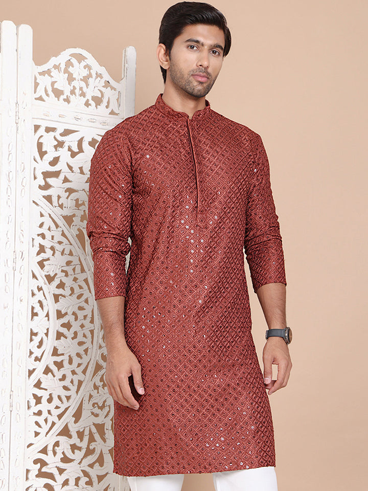 Embroidered And Sequence Kurta For Men.