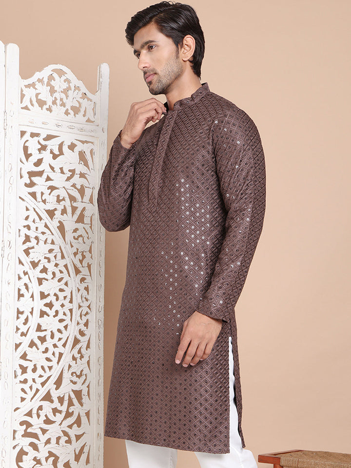 Embroidered And Sequence Kurta For Men.