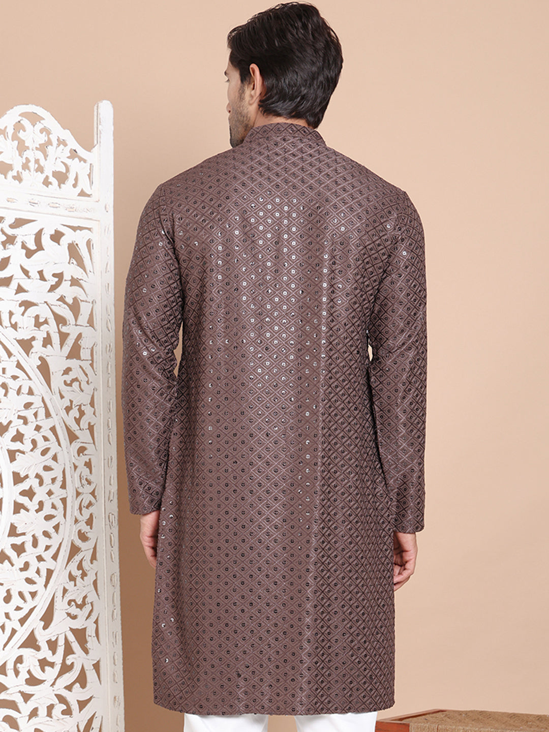 Embroidered And Sequence Kurta For Men.