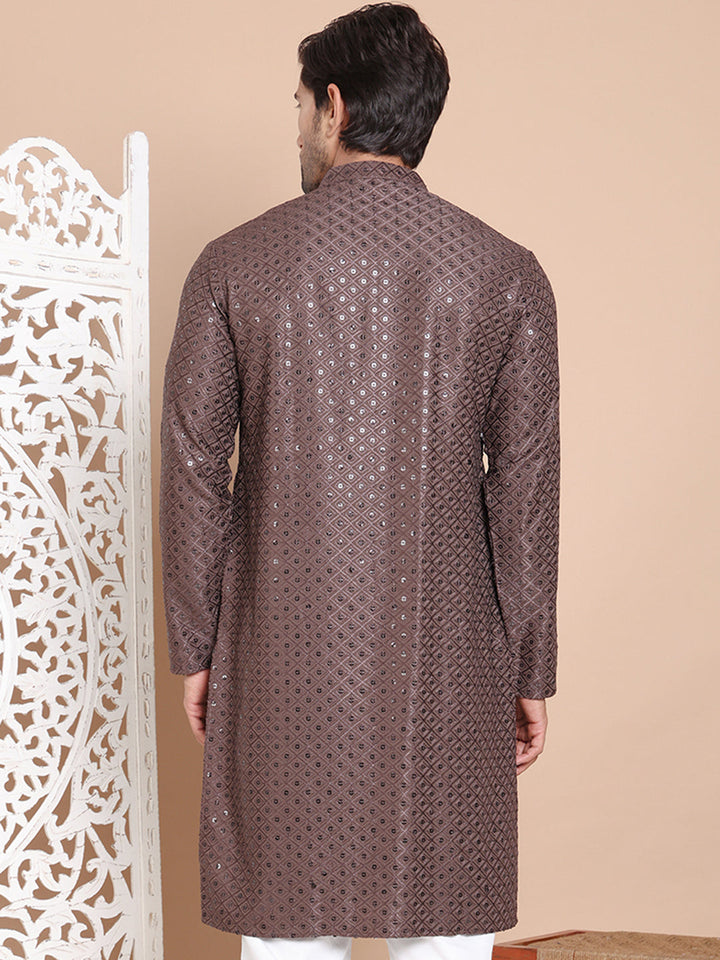 Embroidered And Sequence Kurta For Men.