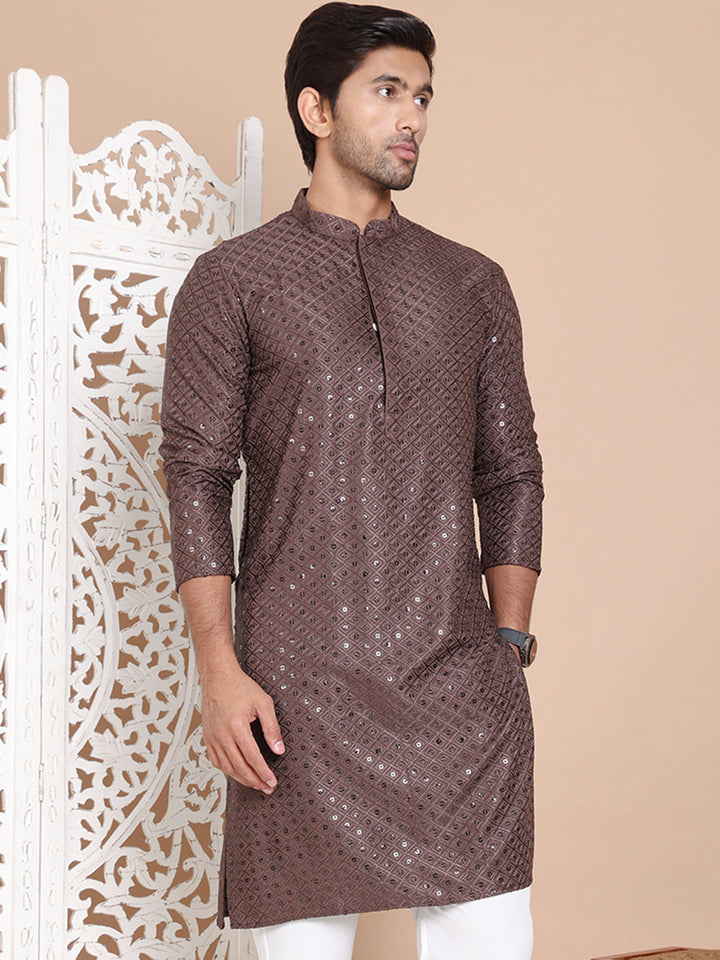 Embroidered And Sequence Kurta For Men.