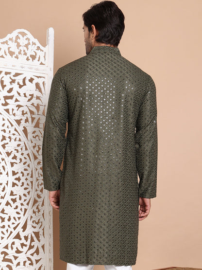 Embroidered And Sequence Kurta For Men.