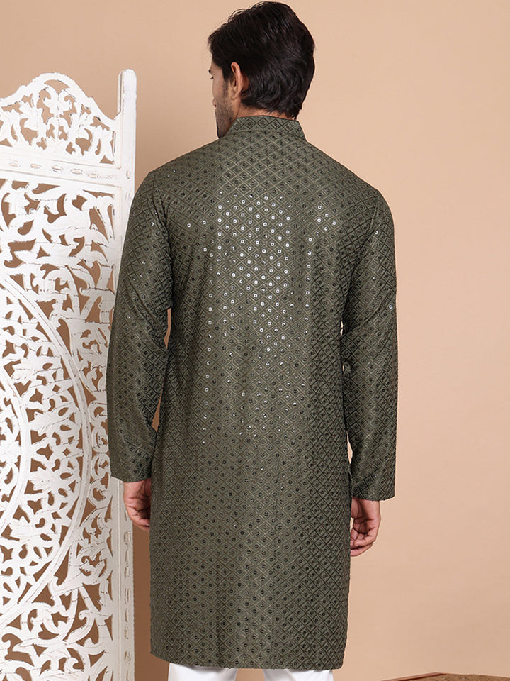 Embroidered And Sequence Kurta For Men.