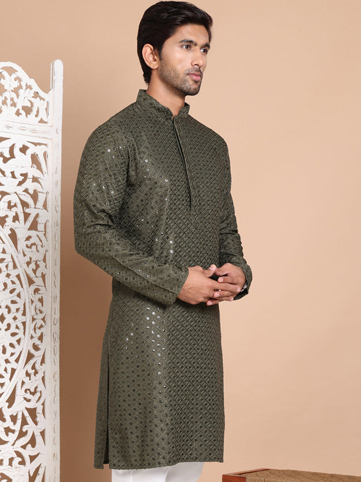 Embroidered And Sequence Kurta For Men.