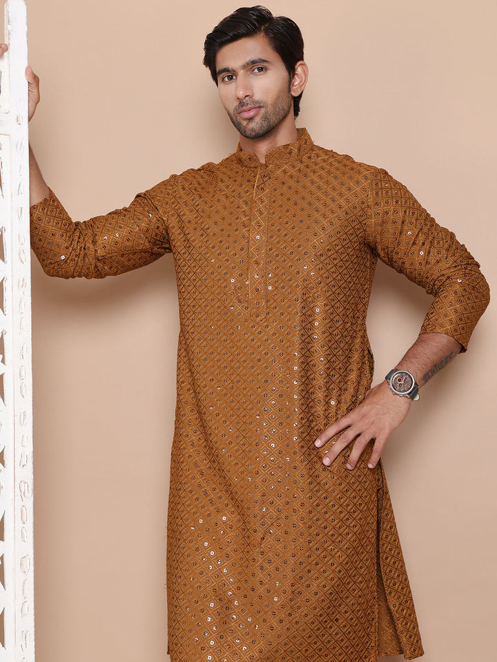 Embroidered And Sequence Kurta For Men.