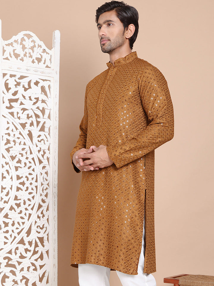 Embroidered And Sequence Kurta For Men.