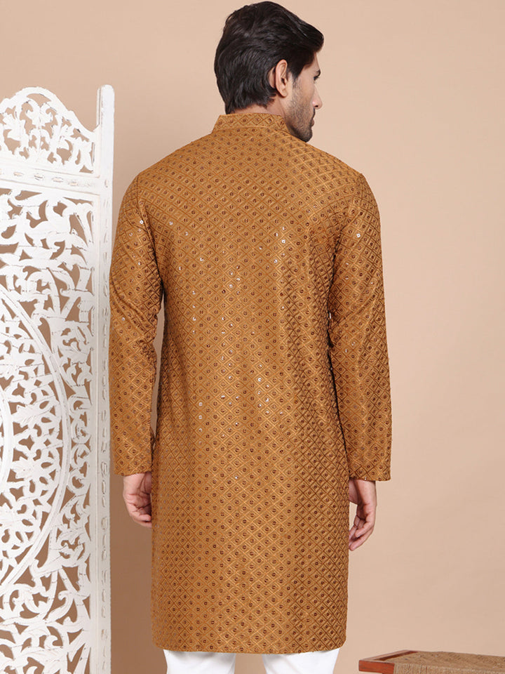 Embroidered And Sequence Kurta For Men.