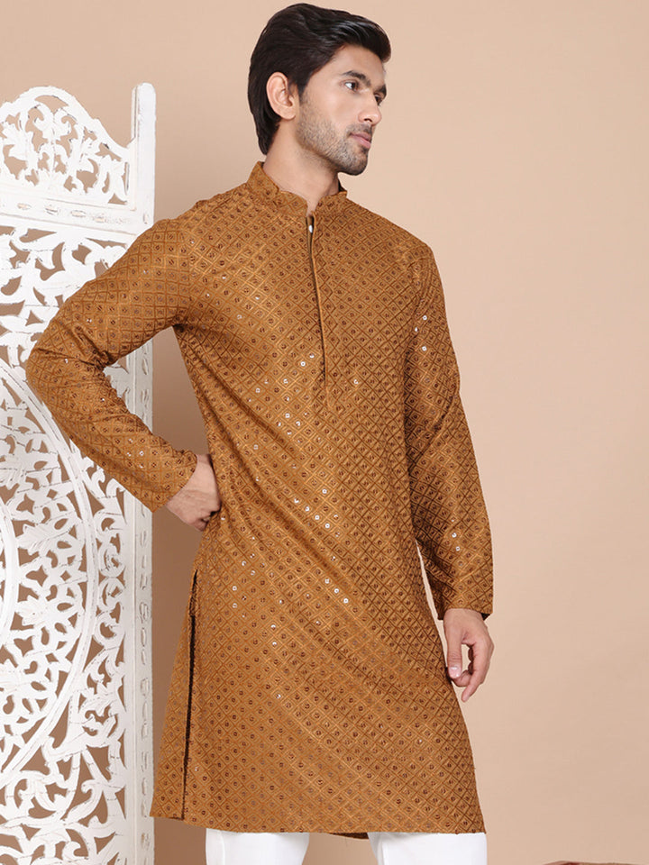 Embroidered And Sequence Kurta For Men.