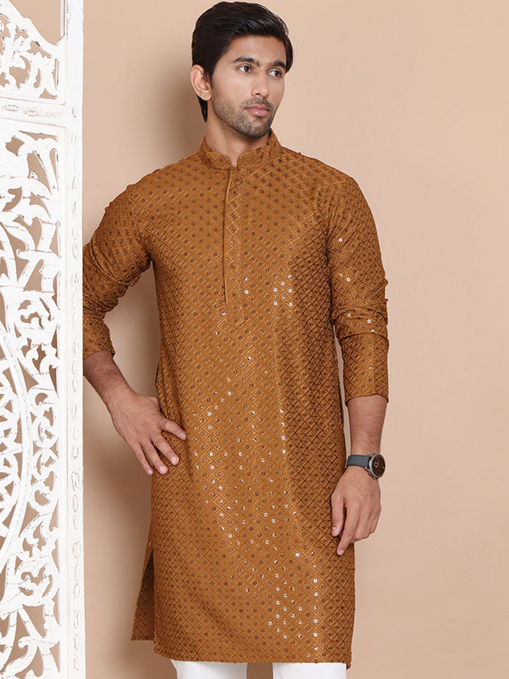 Embroidered And Sequence Kurta For Men.