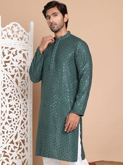 Embroidered And Sequence Kurta For Men.