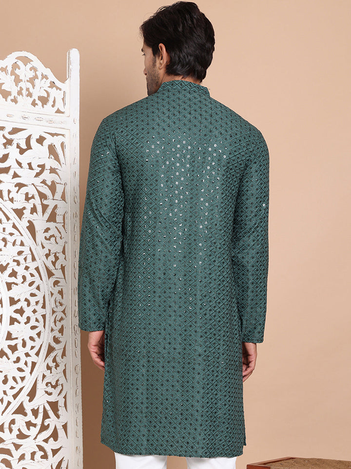 Embroidered And Sequence Kurta For Men.