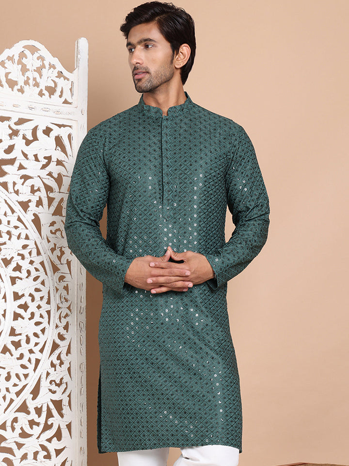 Embroidered And Sequence Kurta For Men.
