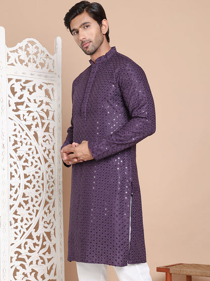 Embroidered And Sequence Kurta For Men.