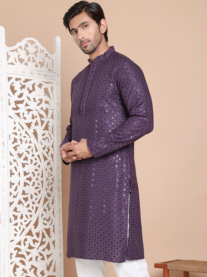 Embroidered And Sequence Kurta For Men.