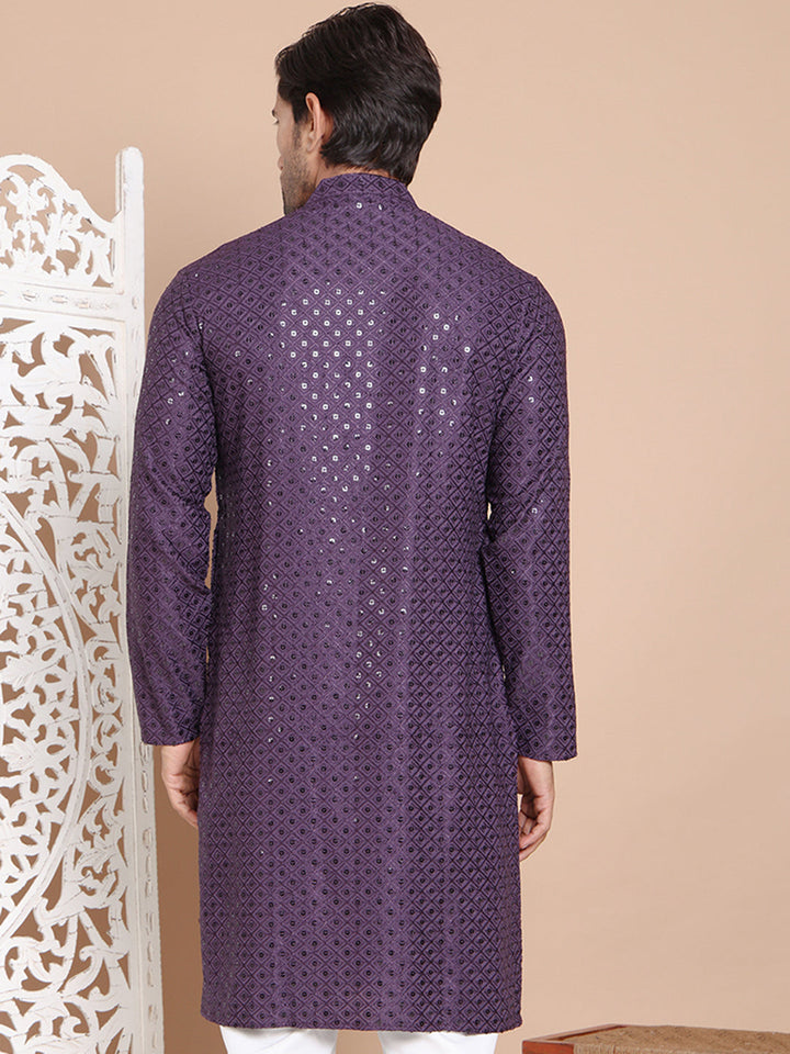 Embroidered And Sequence Kurta For Men.