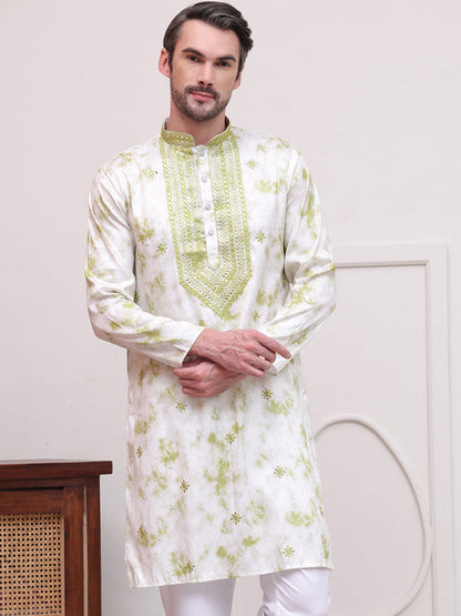 Stone Print With Embroidered Kurtas